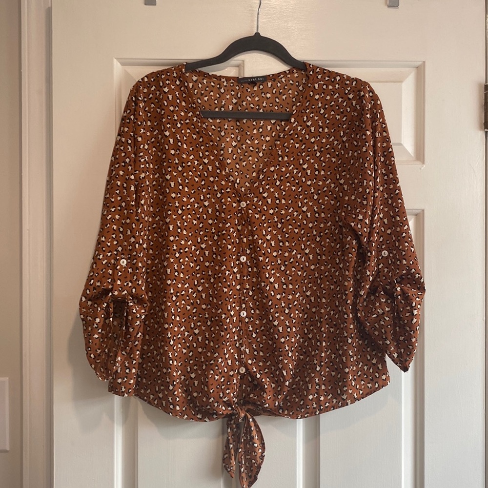 Cheetah print blouse. Size S
